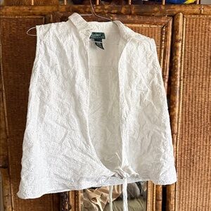 Lauren Ralph Lauren Cottagecore White Eyelet Tie-Front Vest Top